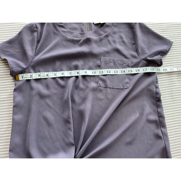 Pink Rose Women's Short Sleeve Purple Pocket T-Shirt Size M Back zipper casual - Picture 6 of 7